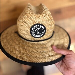 Binky Bro Kids Straw Sun Hat in Natural with Black Trim